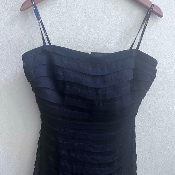 Tadashi 100% Silk Black Strapless Tiered Layered Evening Gown Maxi Dress Size 12 - Picture 3 of 8